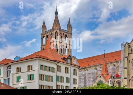 La Cathédrale notre Dame de Lausanne en Suisse - extérieur Banque D'Images
