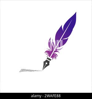 Illustration de plume d'écriture rétro. Stylo Quill pour la conception et la décoration. symbole vintage calligraphie. Illustration vectorielle de stock isolée Illustration de Vecteur