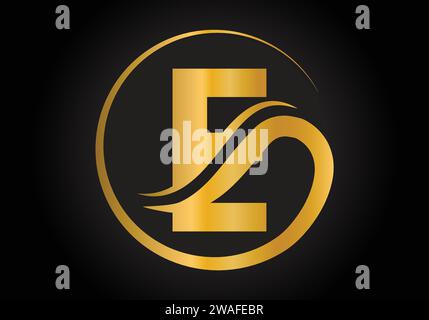 E logo de lettre avec couleur de luxe d'or et modèle de vecteur de conception de monogramme. Illustration de Vecteur