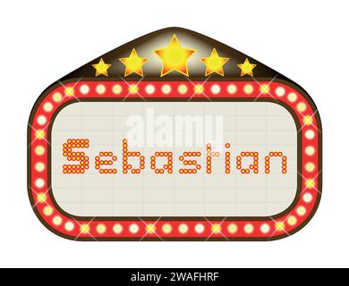Un nom cinéma ou chapiteau de théâtre avec le texte Sebastian Illustration de Vecteur