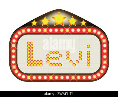 Un nom cinéma ou chapiteau de théâtre avec le texte Levi Illustration de Vecteur