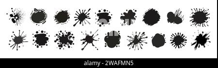 Jeu de vecteurs de gouttes d'encre, de buvards, d'éclaboussures isolé. Illustration de Vecteur