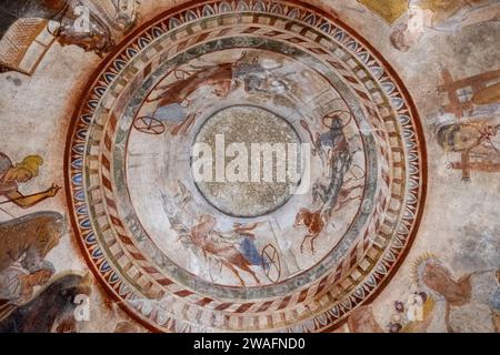 Fragment de plafond de la tombe thrace de Kazanlak. Province de Stara Zagora, Bulgarie. Europe du Sud-est. Banque D'Images