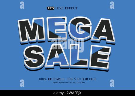 MEGA vente 3d style effet texte maquette concept texte noir Illustration de Vecteur