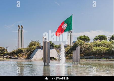 Fontaine dans Parque Eduardo VII Lisbonne Portugal Banque D'Images