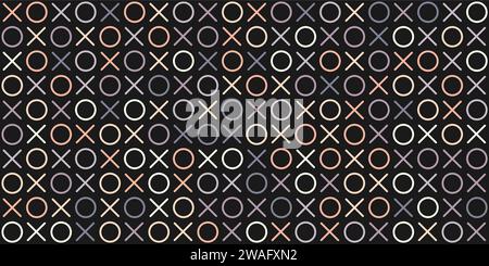 TIC-tac-toe. Motif sans couture de cercles et de lignes entrecroisées pour la conception et la décoration de textiles, tissus, emballages, arrière-plans, décoration Illustration de Vecteur