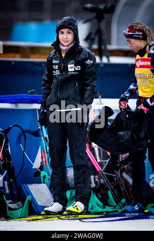 La biathlète norvégienne Marthe Krakstad Johansen concourt lors d’une séance d’entraînement à Oberhof, en Allemagne, avant les courses de la coupe du monde en janvier Banque D'Images