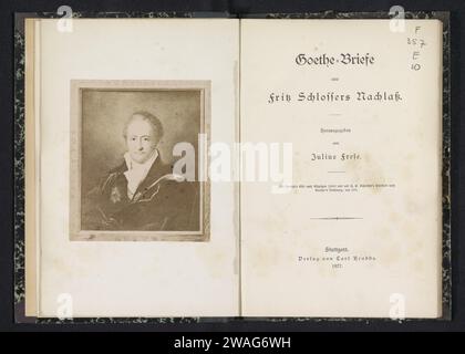 Fotoreproductie van Een PortraT van Johann Wolfgang von Goethe porte Franz Gerhard von Kügelgen, Anonyme, d'après Franz Gerhard von Kügelgen, c. 1867 - en 1877 ou avant photographie support photographique Albumen impression portrait d'un écrivain Banque D'Images