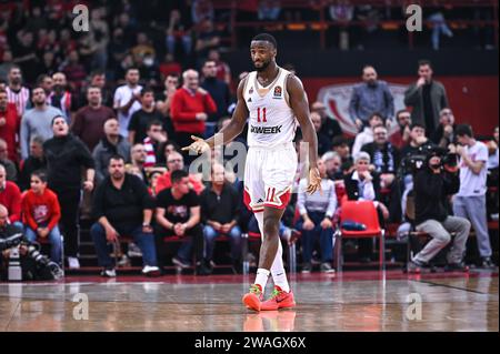 Pirée, Grèce. 04 janvier 2024. 11 Alpha Diallo de L'AS Monaco lors de l'Euroleague, Round 19, match entre l'Olympiacos Pirée et L'AS Monaco au Peace & Friendship Stadium le 4 janvier 2024, au Pirée, Grèce. Crédit : Agence photo indépendante/Alamy Live News Banque D'Images