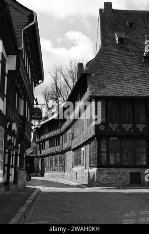 Maison ancestrale de la famille Siemens à Goslar, Allemagne en niveaux de gris Banque D'Images