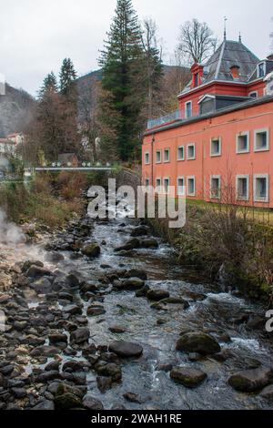 La station thermale d'Ax-les-Thermes en Ariège, France Banque D'Images