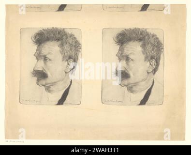 Reproduction de portraits signés de Stijn Streuvels, Anonyme, d'après Jules Fonteyne, dans ou après 1910 impression photomécanique portrait collotype d'un écrivain Banque D'Images