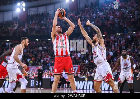 Pirée, Grèce. 04 janvier 2024. 16 Kostas Papanikolaou de l'Olympiacos Pirée lors de l'Euroleague, ronde 19, match entre l'Olympiacos Pirée et L'AS Monaco au Peace & Friendship Stadium le 4 janvier 2024, au Pirée, Grèce crédit : Agence photo indépendante/Alamy Live News Banque D'Images