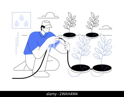 Illustrations vectorielles de dessin animé isolées du système d'irrigation par immersion. Illustration de Vecteur