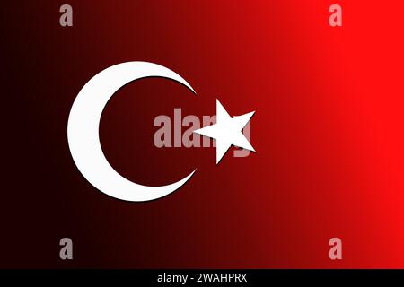 Drapeau national turc avec lune et étoiles blanches Banque D'Images