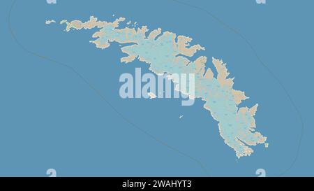 Géorgie du Sud - Géorgie du Sud et les îles Sandwich du Sud esquissées sur une carte topographique de style OSM Allemagne Banque D'Images