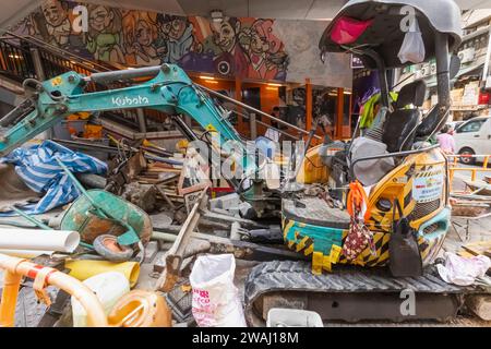 Chine, Hong Kong, Île de Hong Kong, Centre, chantier de construction Banque D'Images