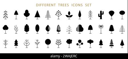 Jeu d'icônes de ligne arborescente. Collection Vector logo Shapes Illustration de Vecteur