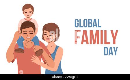 Journée mondiale de la famille. Creative Global Family Day Design for social Media post. Family Day Flat dessin animé Illustration. Illustration de Vecteur