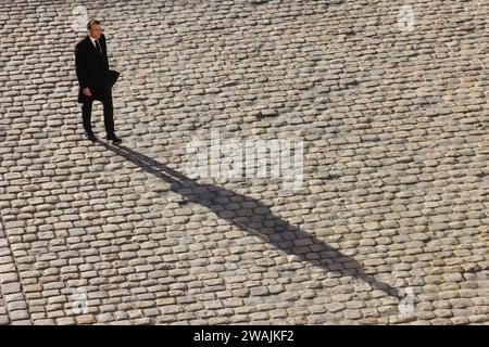 Paris, France. 05 janvier 2024. © PHOTOPQR/LE PARISIEN/Olivier Lejeune ; Paris ; 05/01/2024 ; cérémonie d'hommage national à M. Jacques Delors à l'Hôtel national des Invalides avec le président de la République française, Emmanuel Macron LP/Olivier Lejeune - Paris, France Jan 5, 2024 hommage à Jacques Delors au Palais de l'Elysée *** local Caption *** cérémonie d'hommage national à M. Jacques Delors à l'Hôtel national des Invalides avec MR président de la République française, Emmanuel Macron.04/01/2024 pH O.Lejeune. Crédit : MAXPPP/Alamy Live News Banque D'Images