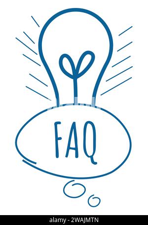 FAQ - Foire aux questions bulles d'ampoule texte Bleu Banque D'Images