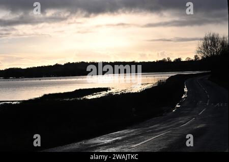 À la suite de fortes pluies, le canal d'Oxford éclate ses rives inondant les champs adjacents. Cette image a été prise sur le chemin de halage près de Aynho Wharf Banque D'Images