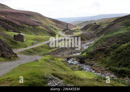 Les restes de l'Old Gang Smelting Mill, Swaledale, Yorkshire Dales, Royaume-Uni Banque D'Images