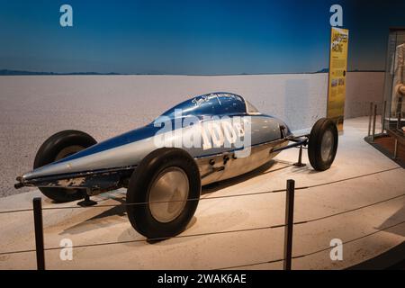 1951 Beatty Belly Tank Lakester voiture record de vitesse terrestre exposée au Henry Ford Museum of American innovation, Dearborn Michigan USA Banque D'Images