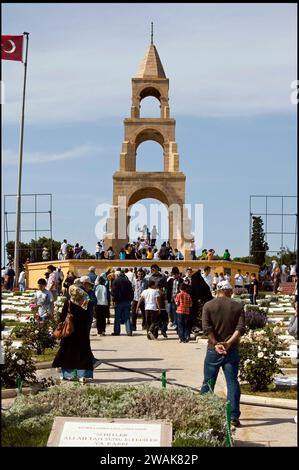 Parc commémoratif à Gallipoli en Turquie avec les noms des soldats turcs tombés au combat du 57e régiment sur des plaques. vvbvanbree photographie. Banque D'Images