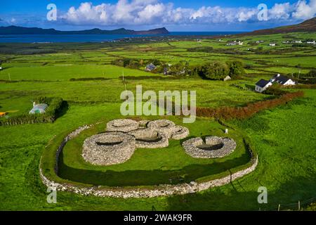 République d'Irlande, comté de Kerry, péninsule de Dingle, Caherdorgan cashel ou Ring fort, colonie fortifiée celtique près de Kilmakedar Banque D'Images