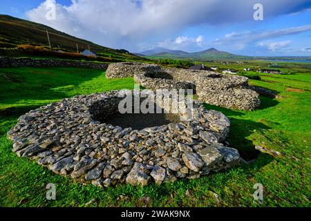 République d'Irlande, comté de Kerry, péninsule de Dingle, Caherdorgan cashel ou Ring fort, colonie fortifiée celtique près de Kilmakedar Banque D'Images