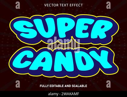 Vecteur modifiable d'autocollant de texte Super Candy. Illustration de Vecteur