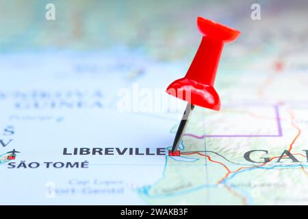 Libreville, Gabon PIN sur la carte Banque D'Images