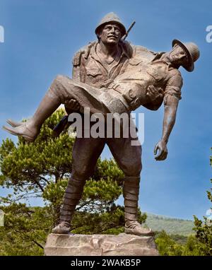 Le respect du Mémorial Mehmetcik dans la péninsule de Gallipoli en Turquie. Un soldat turc transportant un bureau australien pendant le campai des Dardanelles Banque D'Images