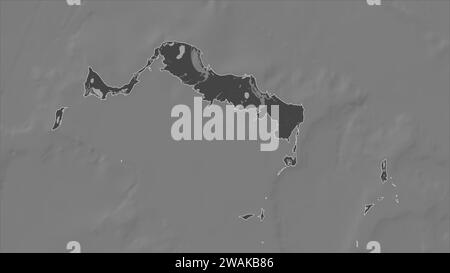 Îles Turques et Caïques esquissées sur une carte d'altitude à deux niveaux avec lacs et rivières Banque D'Images