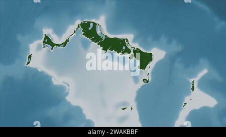 Îles Turques et Caïques esquissées sur une carte altimétrique en couleur pâle avec lacs et rivières Banque D'Images