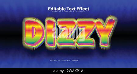 Effet de texte Dizzy 3D 100 fichier EPS modifiable le mot et la police peuvent être modifiés Illustration de Vecteur