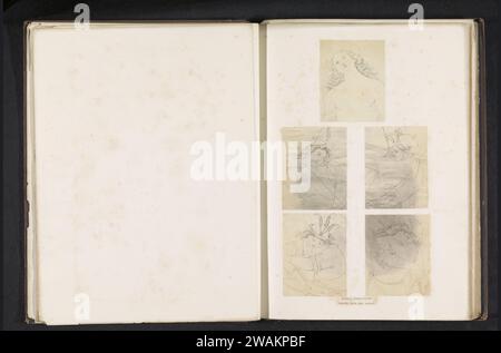 Cinq productions photographiques d'une publication de la Société Arundel avec des dessins de Saint Sebastiaan à Perugino, Anonyme, d'après Pietro Perugino, c. 1859 - dans ou avant 1869 photographie support photo Albumen imprimé livre. Martyre, souffrance, malheur, mort de St. Sebastian Banque D'Images