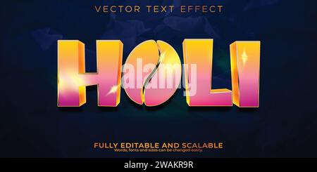 Effet de texte Holi 3D 100 fichier EPS modifiable le mot et la police peuvent être modifiés Illustration de Vecteur