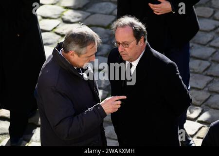 Paris, France. 05 janvier 2024. © Julien Mattia/le Pictorium/MAXPPP - Paris 05/01/2024 Francois Hollande lors de l'hommage National a MR Jacques Delors a l'Hotel National des Invalides, a Paris, le 5 janvier 2024 crédit : MAXPPP/Alamy Live News Banque D'Images