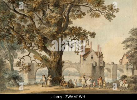 Bridgenorth, Shropshire. Paul Sandby. c. 1790. Aquarelle sur graphite. Banque D'Images