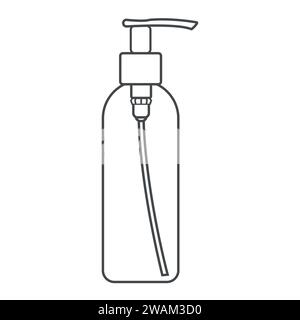 Icône de la ligne de bouteille de pompe en plastique. Flacon distributeur pour produits cosmétiques. Récipient cosmétique de contour. Illustration vectorielle Illustration de Vecteur