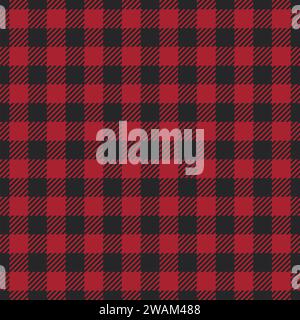 Flanelle motif sans couture à carreaux Lumberjack Plaid, alternant fond à carreaux rouge foncé et noir. Cage écossaise. Illustration vectorielle Illustration de Vecteur