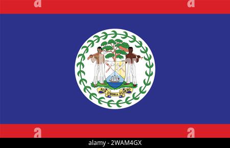 Drapeau détaillé élevé de Belize. Drapeau national Belize. Amérique du Nord. Illustration 3D. Illustration de Vecteur