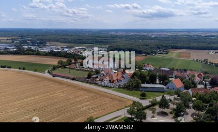 Wiblingen, quartier d'Ulm, avec le monastère de Wiblingen, prise des airs, image drone Banque D'Images