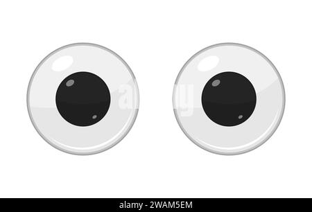 Yeux en plastique mignons pour jouets, poupées isolées sur fond blanc. Dessin animé Eyeballs. Illustration vectorielle. Illustration de Vecteur