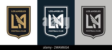 Los Angeles FC couleur Noir et blanc 3 style logo USA club de football professionnel Vector Illustration image modifiable abstraite Illustration de Vecteur