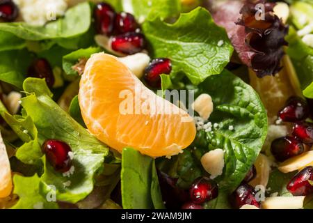 Salade d'hiver saine biologique crue avec oranges Feta et amandes Banque D'Images