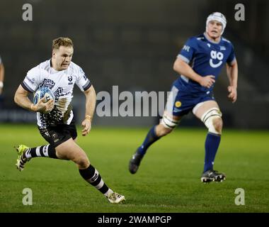 5 janvier 2024 ; Salford Community Stadium, Salford, Lancashire, Angleterre; Gallagher Premiership Rugby, sale Sharks contre Bristol Bears ; James Williams de Bristol Bears avec le ballon Banque D'Images