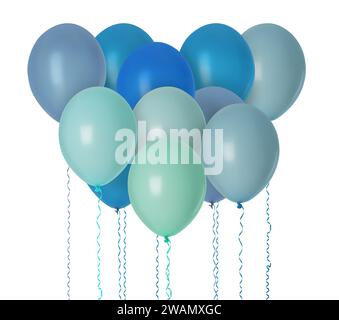 Différents ballons colorés isolés sur blanc, ensemble Banque D'Images